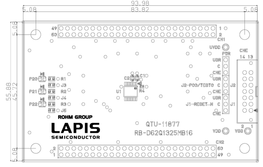 Mechanical Drawing - ROHM Semiconductor RB-D62Q1325MB16 Reference Board